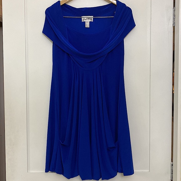 Joseph Ribkoff Royal Blue off shoulder Midi dress , ruffles front size 8 ⭐️⭐️⭐️ - Picture 4 of 11